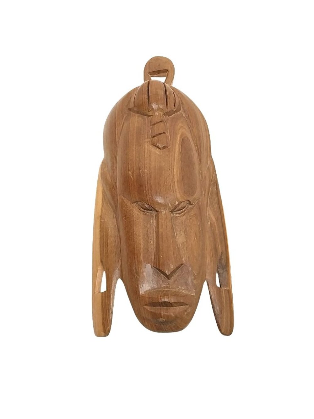 Hand-Carved Acacia Wood Tribal Mask Wall Hanging Decor 8" Rustic Ethnic Art